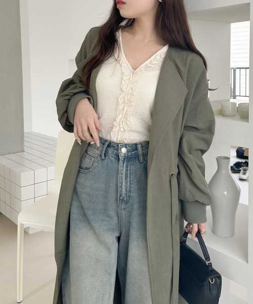 Ada.（エイダ）の「ウエスト ドロスト ボリュームスリーブ スプリングコート（トレンチコート・レディース・ベージュ/カーキ/ブラック/ライトグレー/チャコール・FREE）」の9枚目の写真