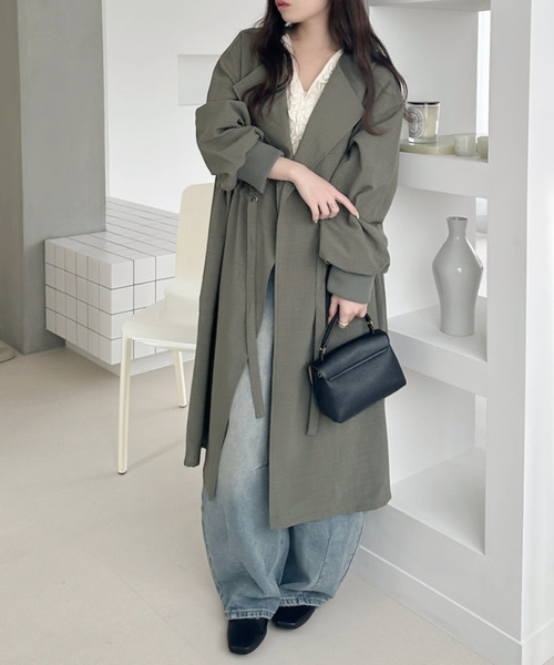 Ada.（エイダ）の「ウエスト ドロスト ボリュームスリーブ スプリングコート（トレンチコート・レディース・ベージュ/カーキ/ブラック/ライトグレー/チャコール・FREE）」の10枚目の写真