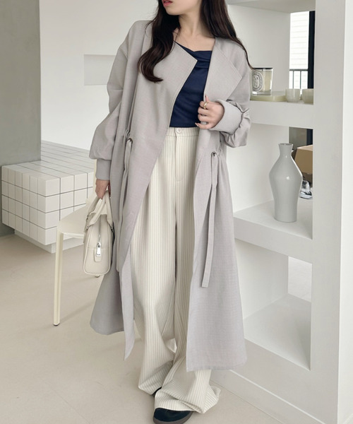 Ada.（エイダ）の「ウエスト ドロスト ボリュームスリーブ スプリングコート（トレンチコート・レディース・ベージュ/カーキ/ブラック/ライトグレー/チャコール・FREE）」の12枚目の写真