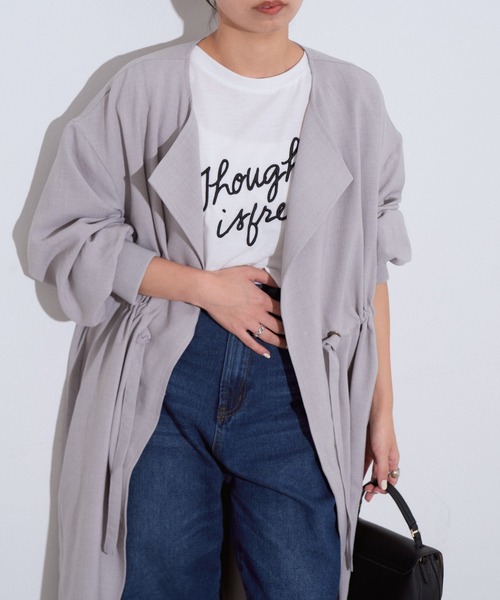 Ada.（エイダ）の「ウエスト ドロスト ボリュームスリーブ スプリングコート（トレンチコート・レディース・ベージュ/カーキ/ブラック/ライトグレー/チャコール・FREE）」の13枚目の写真