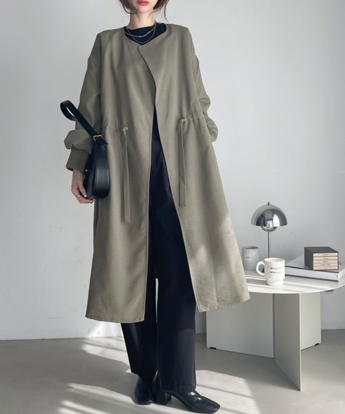 Ada.（エイダ）の「ウエスト ドロスト ボリュームスリーブ スプリングコート（トレンチコート・レディース・ベージュ/カーキ/ブラック/ライトグレー/チャコール・FREE）」の8枚目の写真