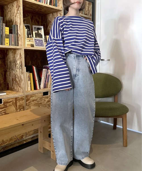 セール】袖ワイドボーダープルオーバー 987200（Tシャツ/カットソー