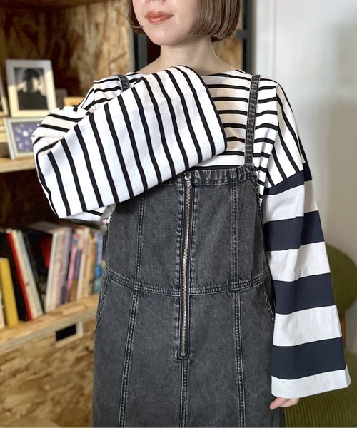 LEPSIM（レプシィム）の「袖ワイドボーダープルオーバー　987200（Tシャツ/カットソー・レディース・ブラック/ネイビー/ブルーパープル/ブラック系その他/レッド/ブルー/グリーン・FREE）」の19枚目の写真