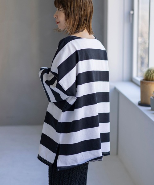 LEPSIM（レプシィム）の「袖ワイドボーダープルオーバー　987200（Tシャツ/カットソー・レディース・ブラック/ネイビー/ブルーパープル/ブラック系その他/レッド/ブルー/グリーン・FREE）」の16枚目の写真