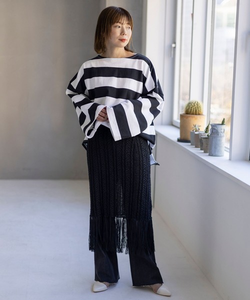 LEPSIM（レプシィム）の「袖ワイドボーダープルオーバー　987200（Tシャツ/カットソー・レディース・ブラック/ネイビー/ブルーパープル/ブラック系その他/レッド/ブルー/グリーン・FREE）」の17枚目の写真