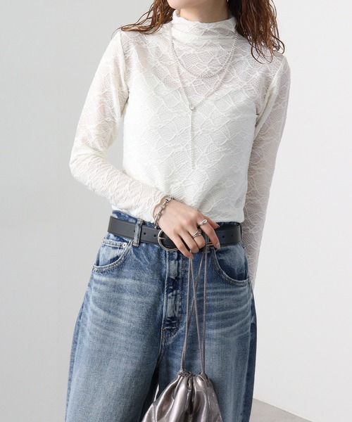 Anna Nicola(アンナニコラ)の「Anna Nicola ジャガードハイネックプルオーバー(Tシャツ/カットソー・レディース・ブラック/オフホワイト/ブルー/ライム・38)」の5枚目の写真