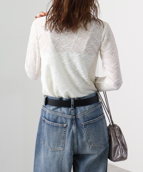 Anna Nicola(アンナニコラ)の「Anna Nicola ジャガードハイネックプルオーバー(Tシャツ/カットソー・レディース・ブラック/オフホワイト/ブルー/ライム・38)」の7枚目の写真