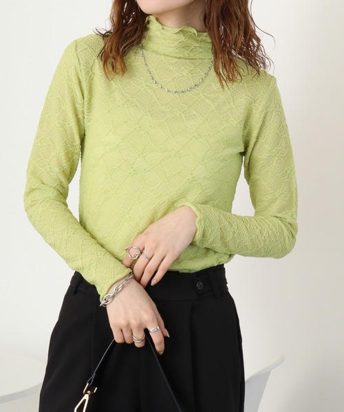 Anna Nicola(アンナニコラ)の「Anna Nicola ジャガードハイネックプルオーバー(Tシャツ/カットソー・レディース・ブラック/オフホワイト/ブルー/ライム・38)」の18枚目の写真