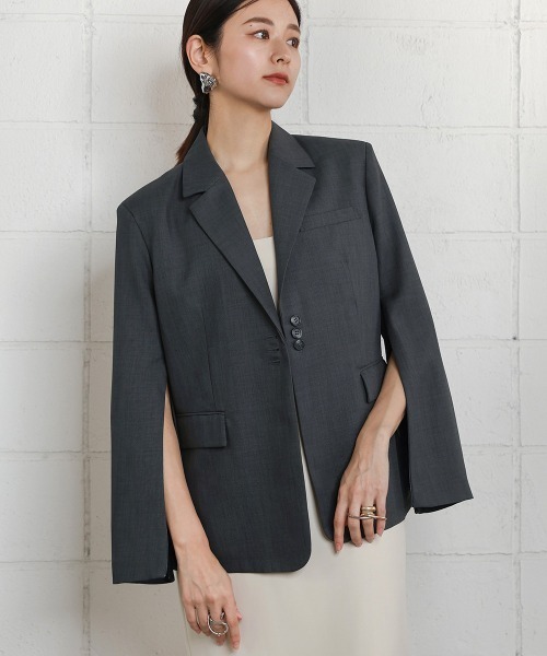 CIEL'AIR(シエルエアー)の「SLIT JACKET(その他アウター・レディース・グレー/ベージュ・FREE)」の2枚目の写真
