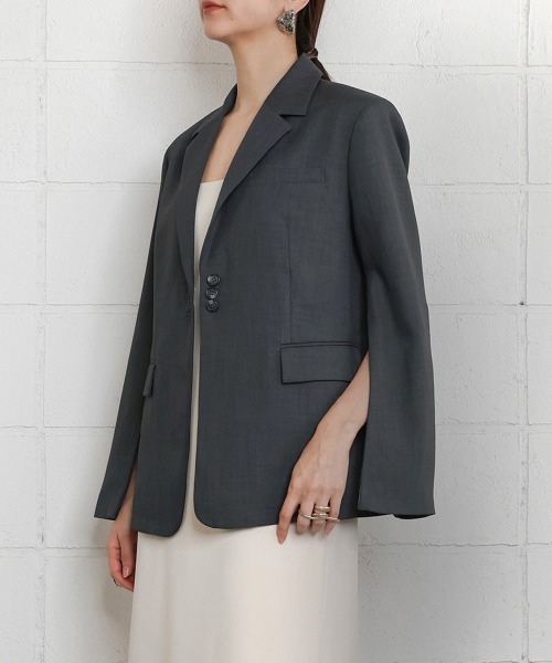 CIEL'AIR(シエルエアー)の「SLIT JACKET(その他アウター・レディース・グレー/ベージュ・FREE)」の3枚目の写真