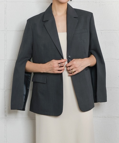 CIEL'AIR(シエルエアー)の「SLIT JACKET(その他アウター・レディース・グレー/ベージュ・FREE)」の5枚目の写真