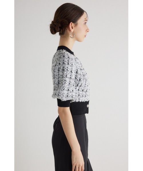 rienda(リエンダ)の「2WAYビジューツイードパターンニットカーデトップス 春服(カーディガン/ボレロ・レディース・ブルー系その他/ブラック系その他・FREE)」の12枚目の写真