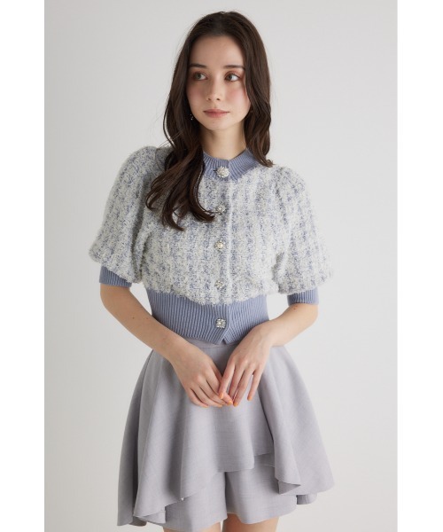 rienda(リエンダ)の「2WAYビジューツイードパターンニットカーデトップス 春服(カーディガン/ボレロ・レディース・ブルー系その他/ブラック系その他・FREE)」の18枚目の写真