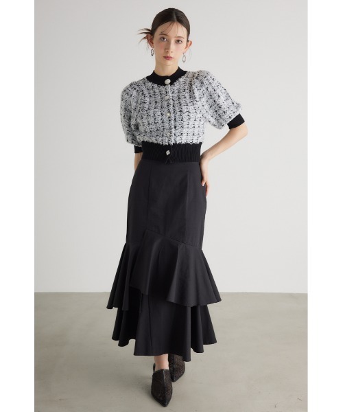 rienda(リエンダ)の「2WAYビジューツイードパターンニットカーデトップス 春服(カーディガン/ボレロ・レディース・ブルー系その他/ブラック系その他・FREE)」の8枚目の写真