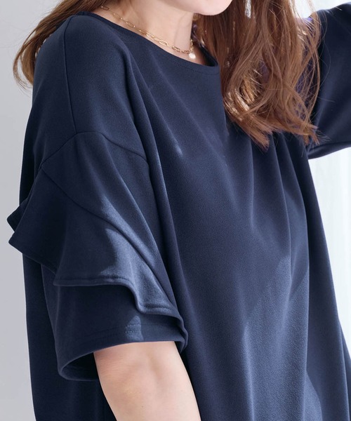alotta(アロッタ)の「フリル袖Tシャツチュニック(チュニック・レディース・グレイッシュブルー/アイボリー/ピンク/ネイビー/ブラック/ブラック系その他・L/LL/M/3L/4L/5L)」の20枚目の写真