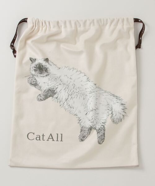NC:カワムラオリエ CAT ALL ネコ巾着L（ポーチ）｜nicott
