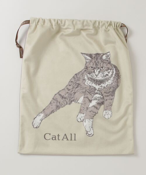 ポーチ 巾着 imuto グレー NC:カワムラオリエ CAT ALL ネコ巾着L（ポーチ）｜nicott