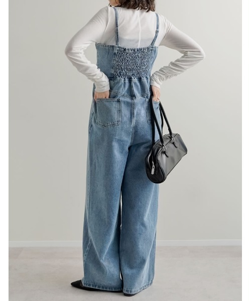 Re:EDIT（リエディ）の「[低身長/高身長サイズ有][着痩せ＆脚長効果]コットンデニムベアオールインワン（つなぎ/オールインワン・レディース・ブルー/ネイビー/ブルー系その他・SHORT/MEDIUM/LARGE/TALL）」の21枚目の写真