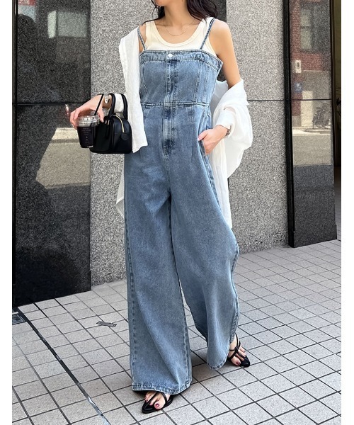 Re:EDIT（リエディ）の「[低身長/高身長サイズ有][着痩せ＆脚長効果]コットンデニムベアオールインワン（つなぎ/オールインワン・レディース・ブルー/ネイビー/ブルー系その他・SHORT/MEDIUM/LARGE/TALL）」の14枚目の写真