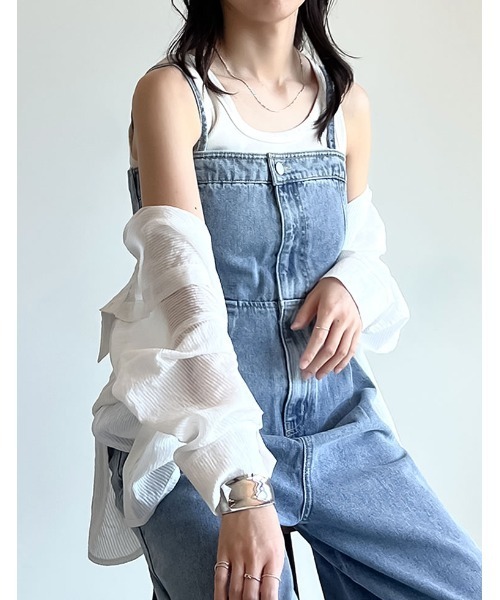 Re:EDIT（リエディ）の「[低身長/高身長サイズ有][着痩せ＆脚長効果]コットンデニムベアオールインワン（つなぎ/オールインワン・レディース・ブルー/ネイビー/ブルー系その他・SHORT/MEDIUM/LARGE/TALL）」の15枚目の写真