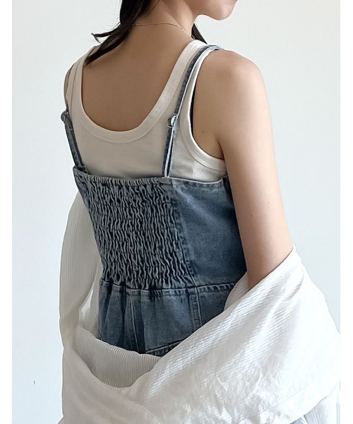 Re:EDIT（リエディ）の「[低身長/高身長サイズ有][着痩せ＆脚長効果]コットンデニムベアオールインワン（つなぎ/オールインワン・レディース・ブルー/ネイビー/ブルー系その他・SHORT/MEDIUM/LARGE/TALL）」の16枚目の写真