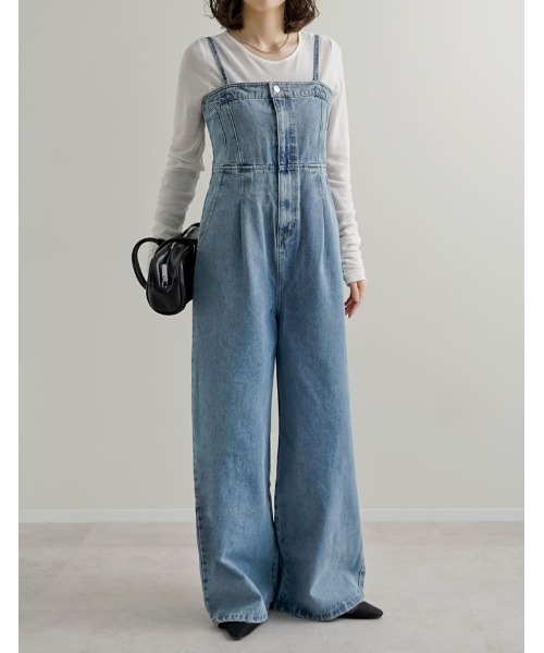 Re:EDIT（リエディ）の「[低身長/高身長サイズ有][着痩せ＆脚長効果]コットンデニムベアオールインワン（つなぎ/オールインワン・レディース・ブルー/ネイビー/ブルー系その他・SHORT/MEDIUM/LARGE/TALL）」の19枚目の写真