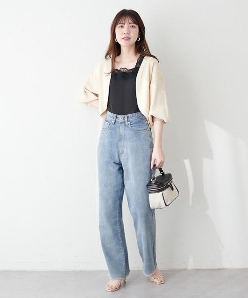 natural couture（ナチュラルクチュール）の「2WAY幅広レースキャミソール（キャミソール・レディース・ブラック/アイボリー/グレイッシュベージュ・FREE）」の13枚目の写真