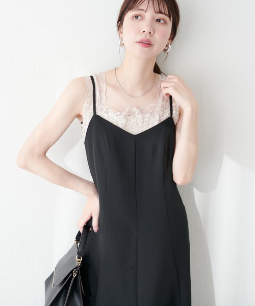 natural couture（ナチュラルクチュール）の「2WAY幅広レースキャミソール（キャミソール・レディース・ブラック/アイボリー/グレイッシュベージュ・FREE）」の16枚目の写真