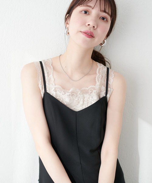 natural couture（ナチュラルクチュール）の「2WAY幅広レースキャミソール（キャミソール・レディース・ブラック/アイボリー/グレイッシュベージュ・FREE）」の15枚目の写真