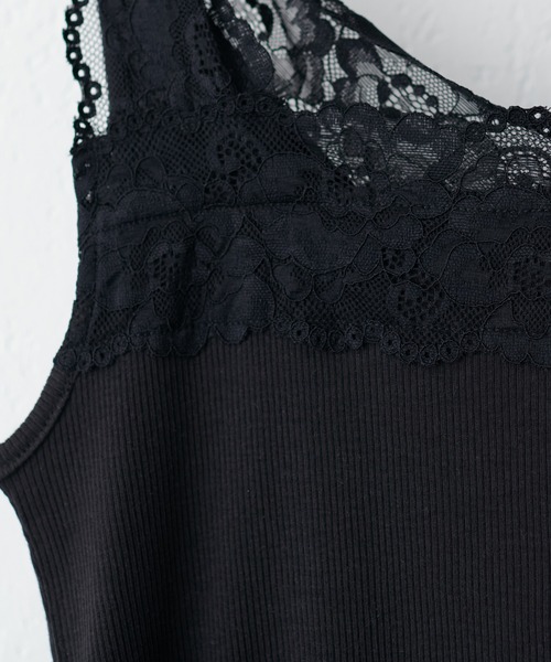natural couture（ナチュラルクチュール）の「2WAY幅広レースキャミソール（キャミソール・レディース・ブラック/アイボリー/グレイッシュベージュ・FREE）」の14枚目の写真