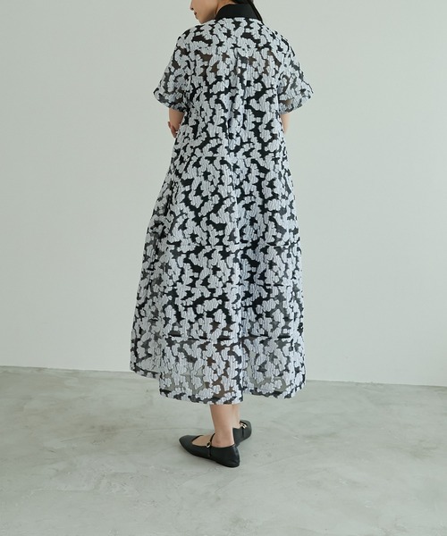 LE CIEL BLEU(ルシェルブルー)の「シアージャカードドレス / Sheer Jacquard Dress(ワンピース・レディース・ブラック/ブルー/グレー・36)」の14枚目の写真