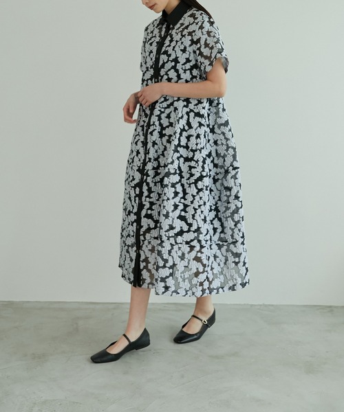 LE CIEL BLEU(ルシェルブルー)の「シアージャカードドレス / Sheer Jacquard Dress(ワンピース・レディース・ブラック/ブルー/グレー・36)」の13枚目の写真