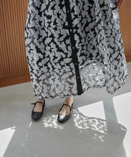 LE CIEL BLEU(ルシェルブルー)の「シアージャカードドレス / Sheer Jacquard Dress(ワンピース・レディース・ブラック/ブルー/グレー・36)」の15枚目の写真