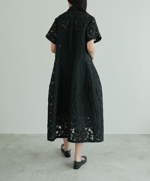 LE CIEL BLEU(ルシェルブルー)の「シアージャカードドレス / Sheer Jacquard Dress(ワンピース・レディース・ブラック/ブルー/グレー・36)」の8枚目の写真