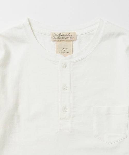 REMI RELIEF(レミレリーフ)の「◇REMI RELIEF×BEAMS PLUS / 別注 ロングスリーブ ヘンリーネックTシャツ(Tシャツ/カットソー・メンズ・ホワイト/グレー・SMALL/LARGE/MEDIUM/X-LARGE)」の3枚目の写真