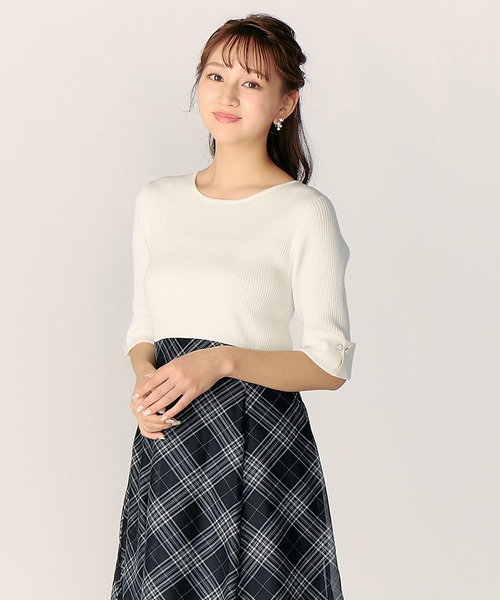 LAISSE PASSE（レッセパッセ）の「ラインチェック×ニット ドッキング  