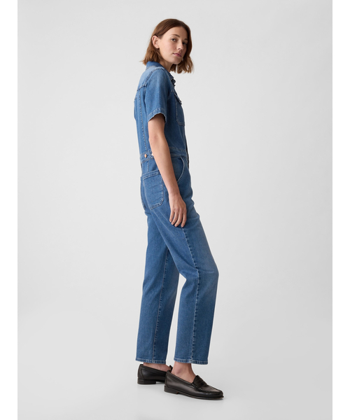 GAP（ギャップ）の「ウォッシュウェル デニムジャンプスーツ