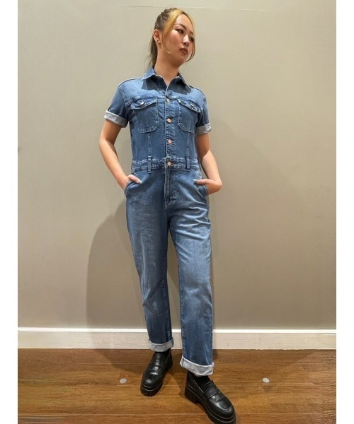 GAP（ギャップ）の「ウォッシュウェル デニムジャンプスーツ