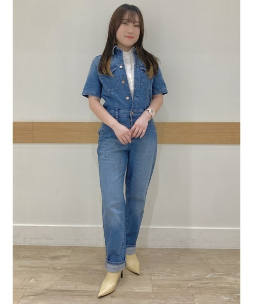 GAP（ギャップ）の「ウォッシュウェル デニムジャンプスーツ