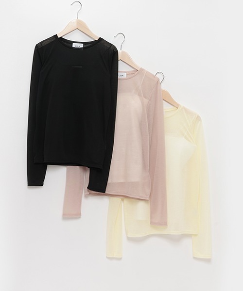 petit main LIEN(プティマインリアン)の「【LADIES】シアーTシャツ・ブラトップつき(Tシャツ/カットソー・レディース・アイボリー/ライトベージュ/ブラック・FREE)」の4枚目の写真