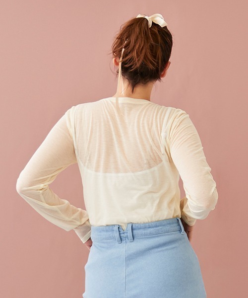 petit main LIEN(プティマインリアン)の「【LADIES】シアーTシャツ・ブラトップつき(Tシャツ/カットソー・レディース・アイボリー/ライトベージュ/ブラック・FREE)」の21枚目の写真