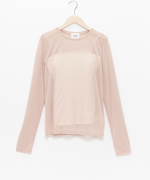 petit main LIEN(プティマインリアン)の「【LADIES】シアーTシャツ・ブラトップつき(Tシャツ/カットソー・レディース・アイボリー/ライトベージュ/ブラック・FREE)」の18枚目の写真