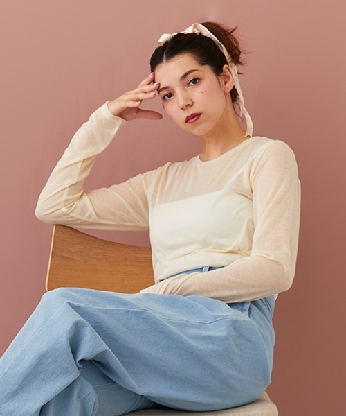 petit main LIEN(プティマインリアン)の「【LADIES】シアーTシャツ・ブラトップつき(Tシャツ/カットソー・レディース・アイボリー/ライトベージュ/ブラック・FREE)」の20枚目の写真