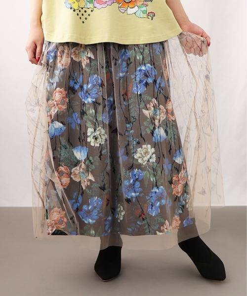 ScoLar（スカラー）の「141655：花柄×チュール重ねパンツ（その他