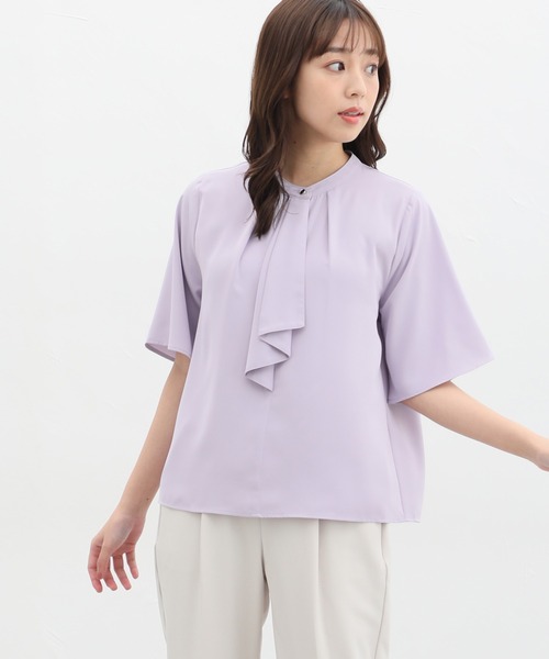 Honeys(ハニーズ)の「5分袖ボウタイブラウス(シャツ/ブラウス・レディース・ネイビー/ホワイト/ネイビー系/ホワイト系その他/ラベンダー/ベージュ系その他/ブラウン/ピンク系その他・LL/3L/S/M/L)」の16枚目の写真