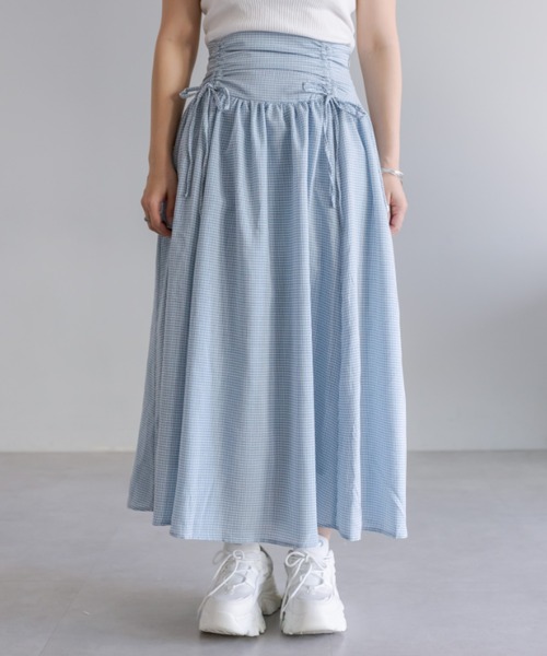 OLIVE des OLIVE(オリーブデオリーブ)の「ドロストリボンロングフレアスカート(スカート・レディース・ブラック/サックスブルー/ブラック系/オフホワイト・FREE)」の10枚目の写真