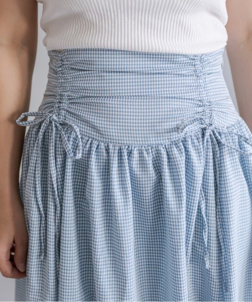 OLIVE des OLIVE(オリーブデオリーブ)の「ドロストリボンロングフレアスカート(スカート・レディース・ブラック/サックスブルー/ブラック系/オフホワイト・FREE)」の8枚目の写真