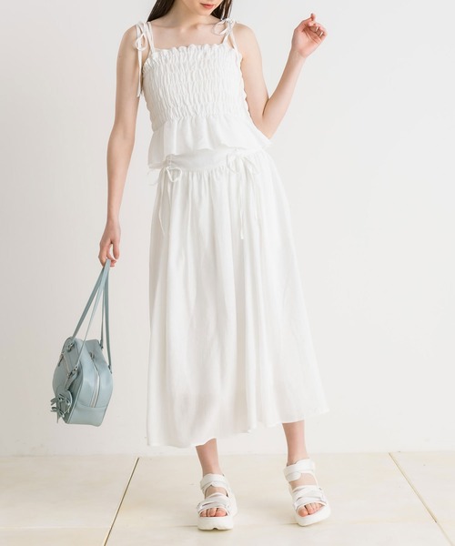 OLIVE des OLIVE(オリーブデオリーブ)の「ドロストリボンロングフレアスカート(スカート・レディース・ブラック/サックスブルー/ブラック系/オフホワイト・FREE)」の14枚目の写真