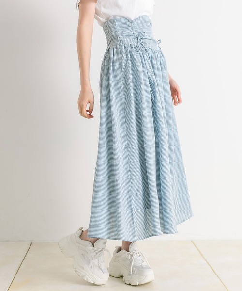 OLIVE des OLIVE(オリーブデオリーブ)の「ドロストリボンロングフレアスカート(スカート・レディース・ブラック/サックスブルー/ブラック系/オフホワイト・FREE)」の20枚目の写真