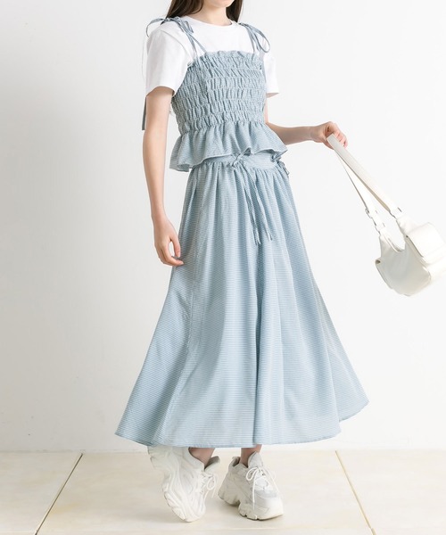 OLIVE des OLIVE(オリーブデオリーブ)の「ドロストリボンロングフレアスカート(スカート・レディース・ブラック/サックスブルー/ブラック系/オフホワイト・FREE)」の22枚目の写真